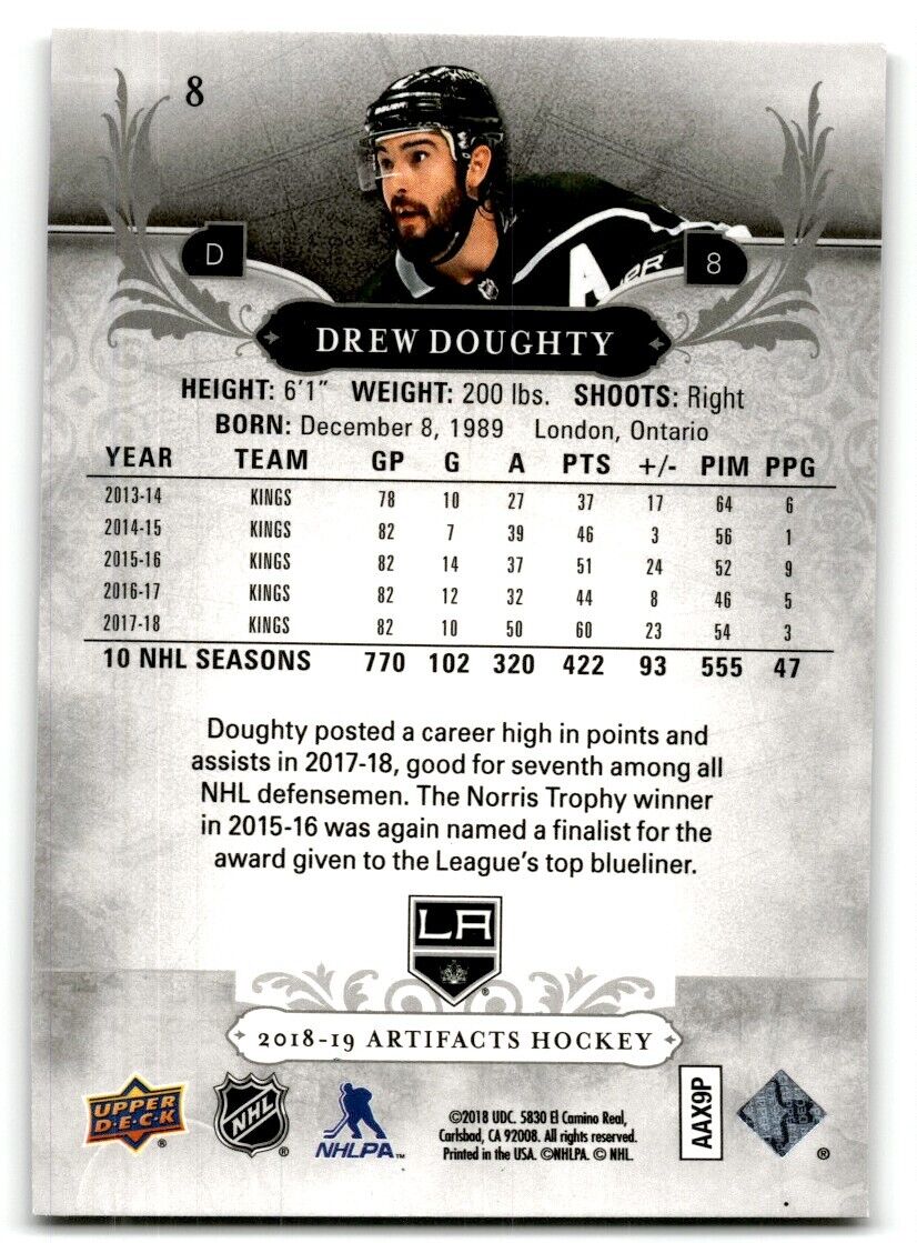 2018-19 Upper Deck Artifacts Drew Doughty Los Angeles Kings #8