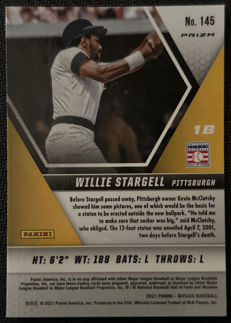 2021 Panini Mosaic Green and gold Willie Stargell Pittsburgh Pirates #145