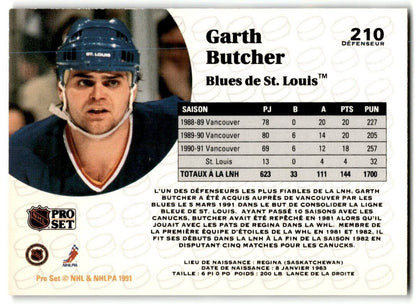 1991-92 Pro Set French Garth Butcher St. Louis Blues #210