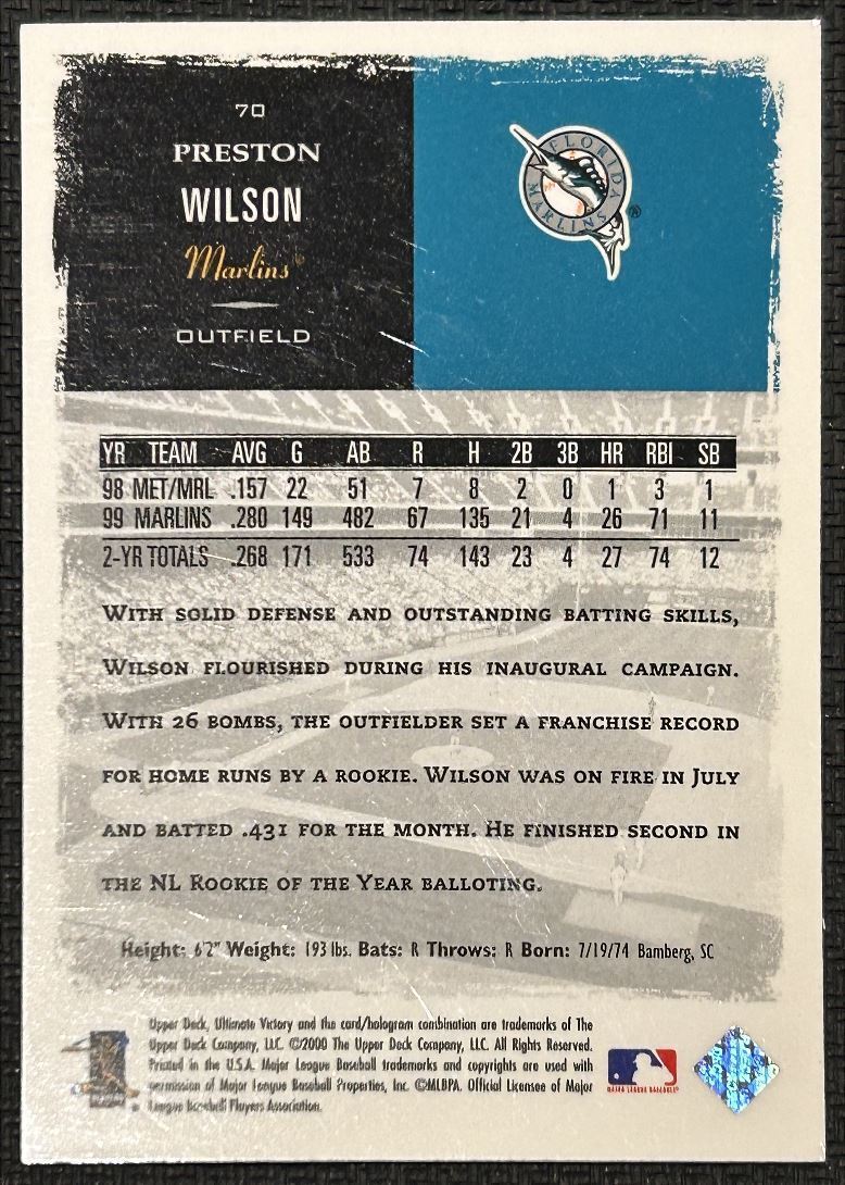 2000 Victory Preston Wilson Florida Marlins #70