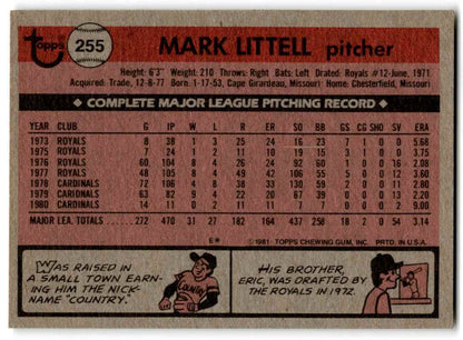 1981 Topps Mark Littell St. Louis Cardinals #255