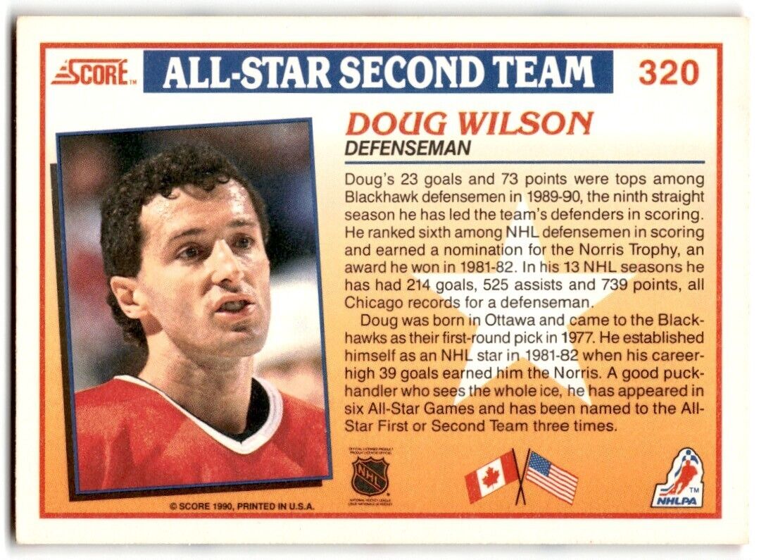 1990-91 Score Canadian Doug Wilson Chicago Blackhawks #320