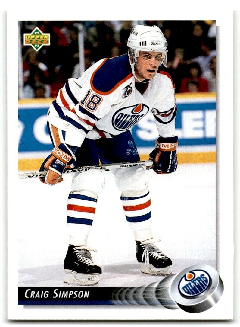 1992-93 Upper Deck Craig Simpson Edmonton Oilers #309