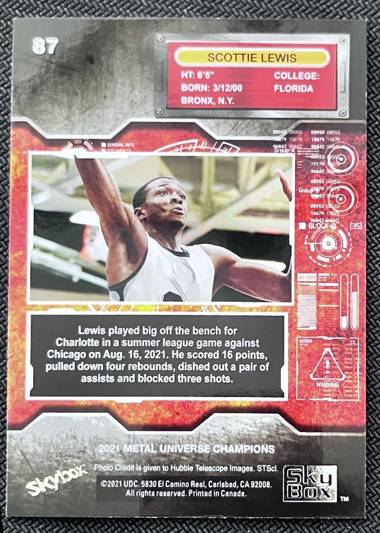 2021-22 Skybox Metal Universe Championship Preview Scottie Lewis Rookie #87