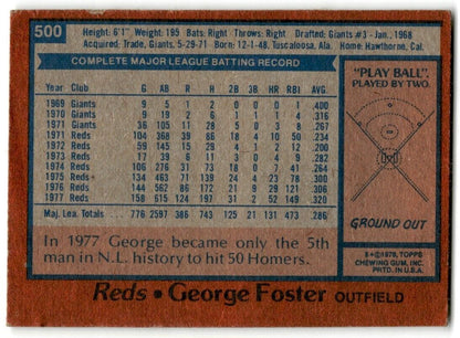 1978 Topps George Foster Cincinnati Reds #500