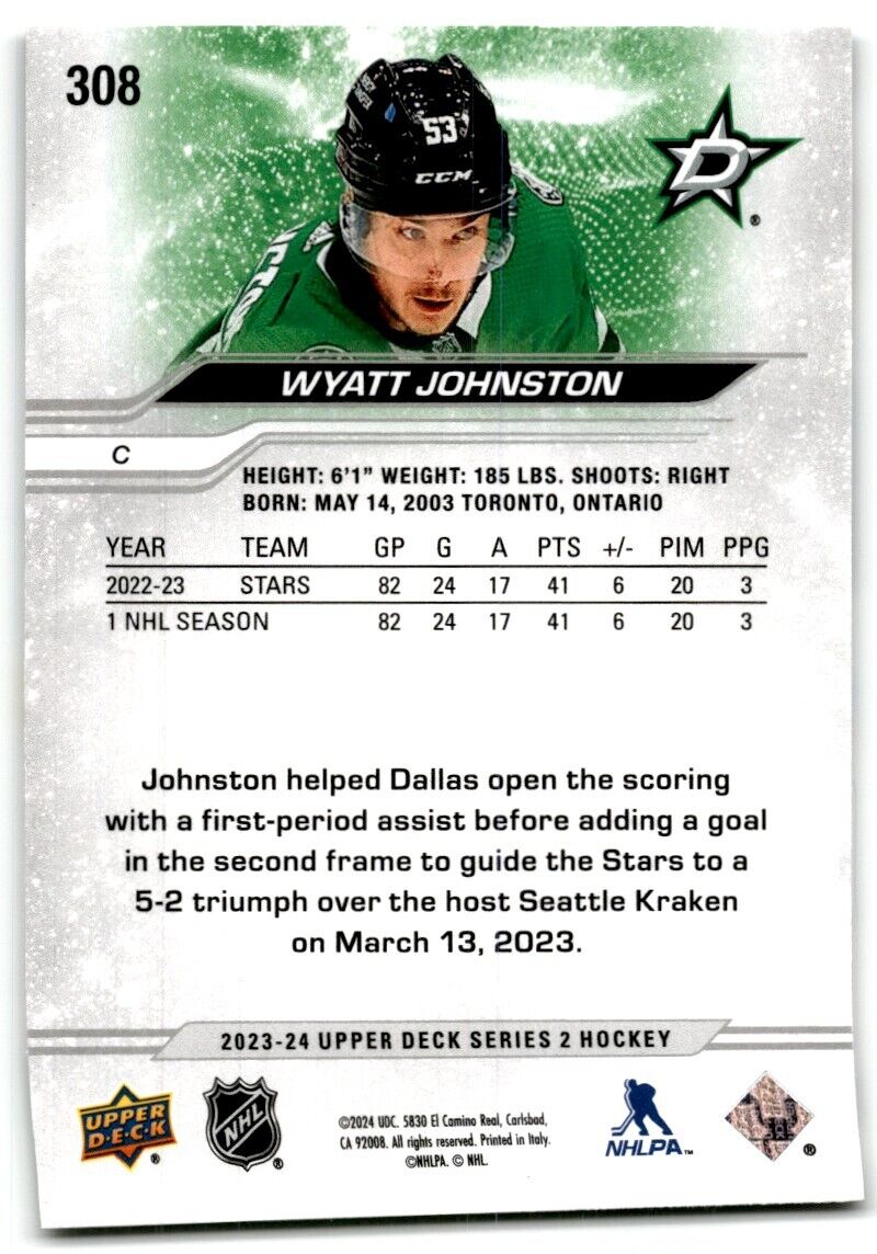 2023-24 Upper Deck Wyatt Johnston Dallas Stars #308