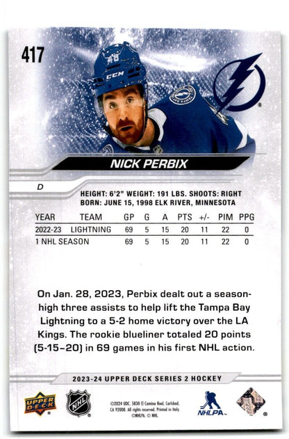 2023-24 Upper Deck Nick Perbix Tampa Bay Lightning #417