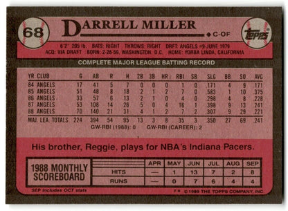 1989 Topps Darrell Miller California Angels #68