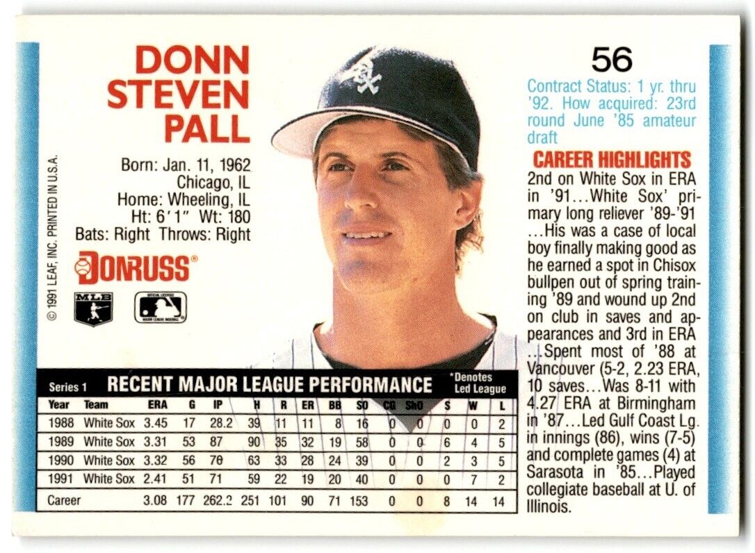 1992 Donruss Donn Pall Chicago White Sox #56