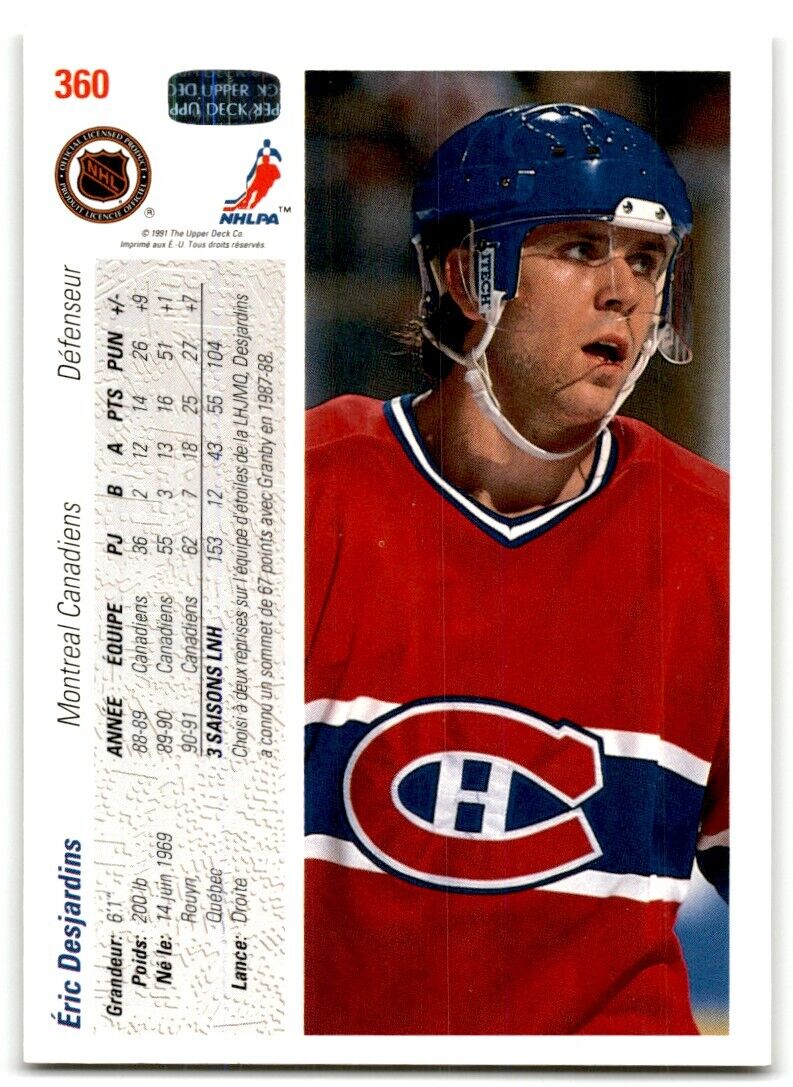 1991-92 Upper Deck French Eric Desjardins Montreal Canadiens #360