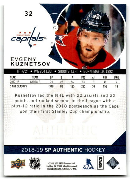 2018-19 SP Authentic Evgeny Kuznetsov Washington Capitals #32