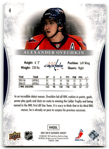 2008-09 SP Authentic Alexander Ovechkin Washington Capitals #4