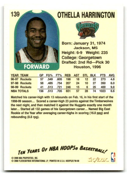 1999-00 Hoops Decade Othella Harrington Vancouver Grizzlies #139