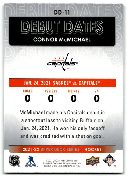 2021-22 Upper Deck Debut Dates Connor McMichael Washington Capitals #DD-11