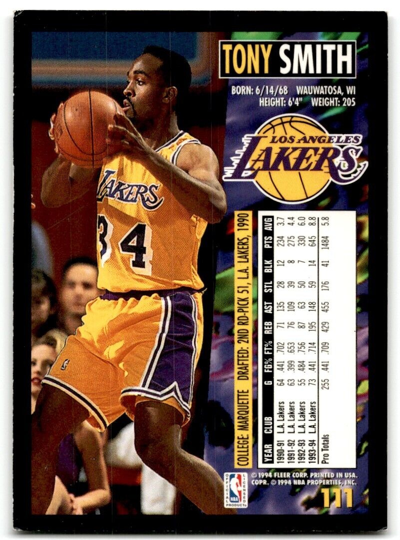 1994-95 Fleer Tony Smith Los Angeles Lakers #111