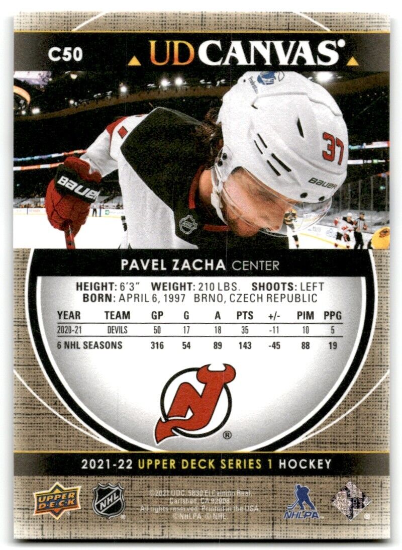 2021-22 Upper Deck UD Canvas Pavel Zacha New Jersey Devils #C50