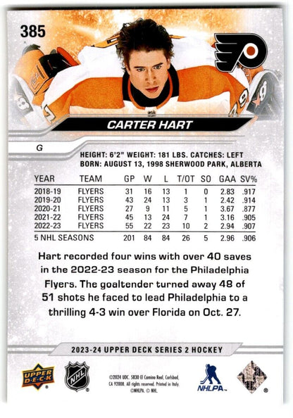 2023-24 Upper Deck Carter Hart Philadelphia Flyers #385