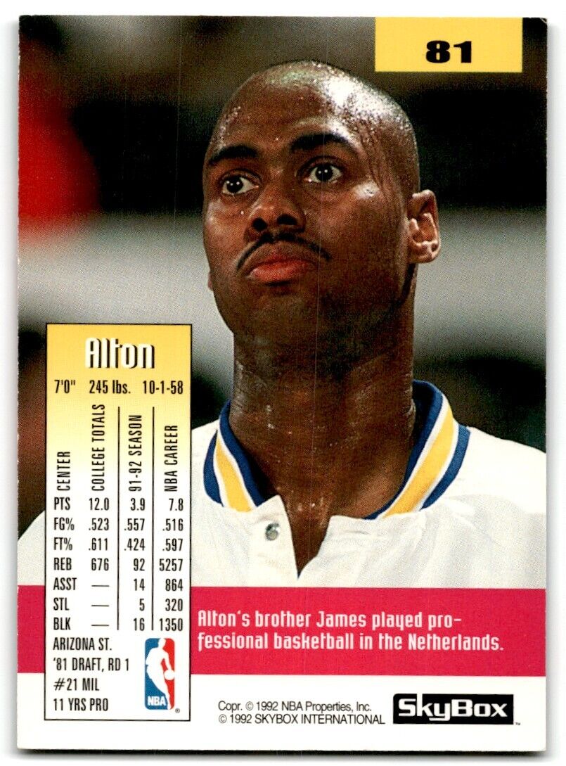 1992-93 SkyBox Alton Lister Golden State Warriors #81