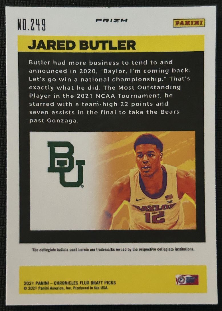 2021-22 Panini Flux Jared Butler Rookie Baylor Bears #249