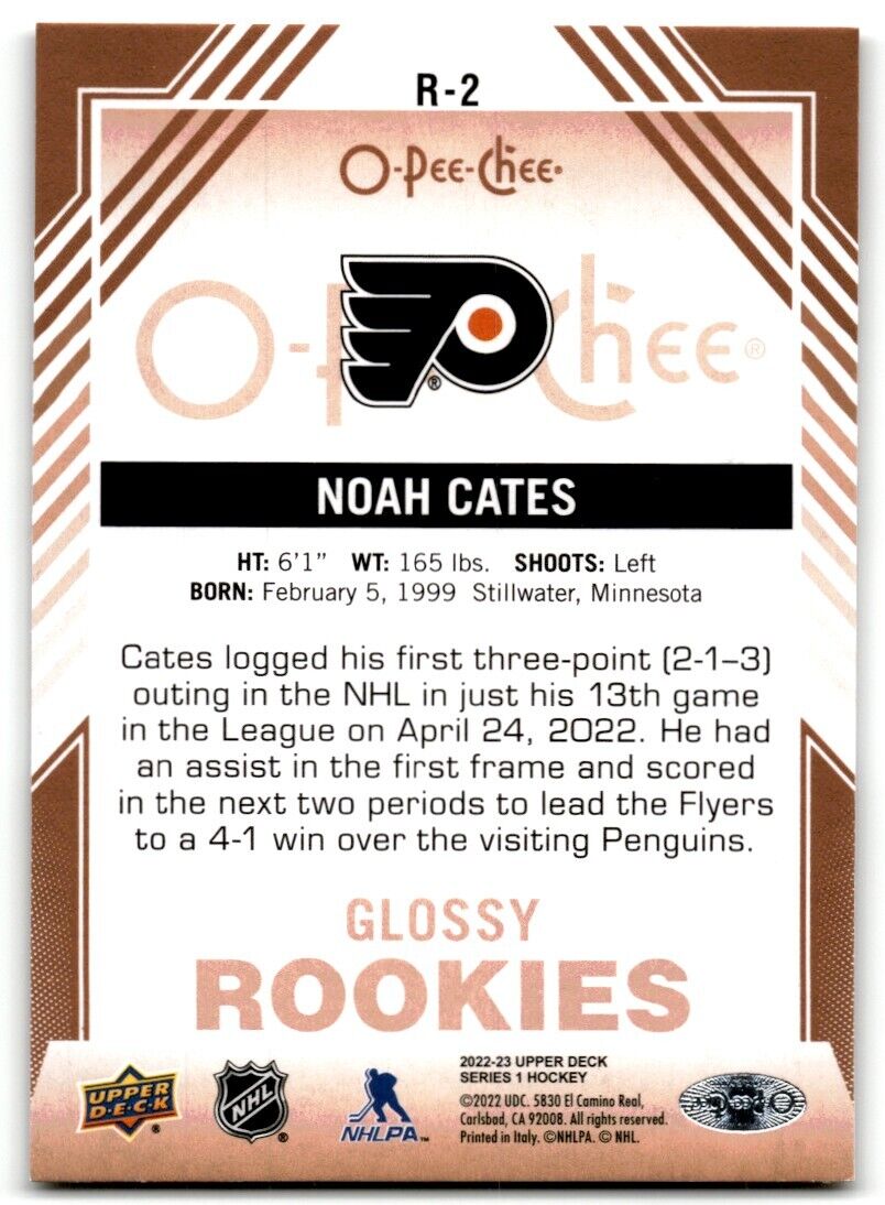 2022-23 Upper Deck O-Pee-Chee Glossy Rookies Noah Cates Rookie Philadelphia