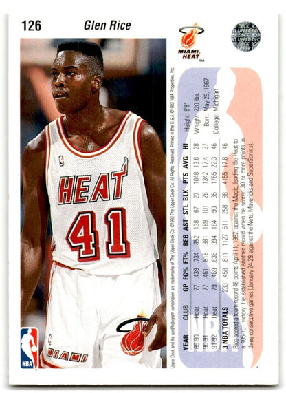 1992-93 Upper Deck Glen Rice Miami Heat #126