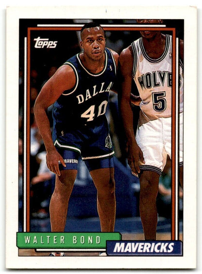 1992-93 Topps Walter Bond Rookie Dallas Mavericks #339