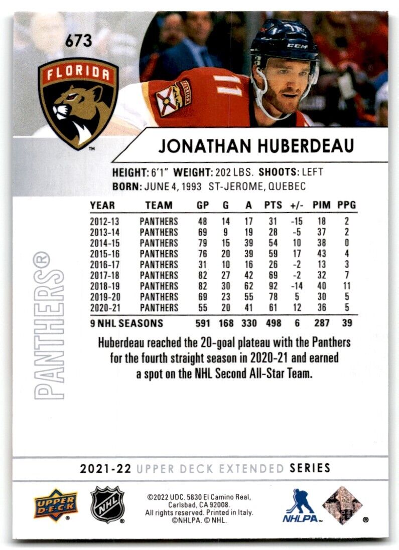 2021-22 Upper Deck Jonathan Huberdeau Florida Panthers #673