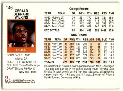 1991-92 Hoops Gerald Wilkins New York Knicks #146