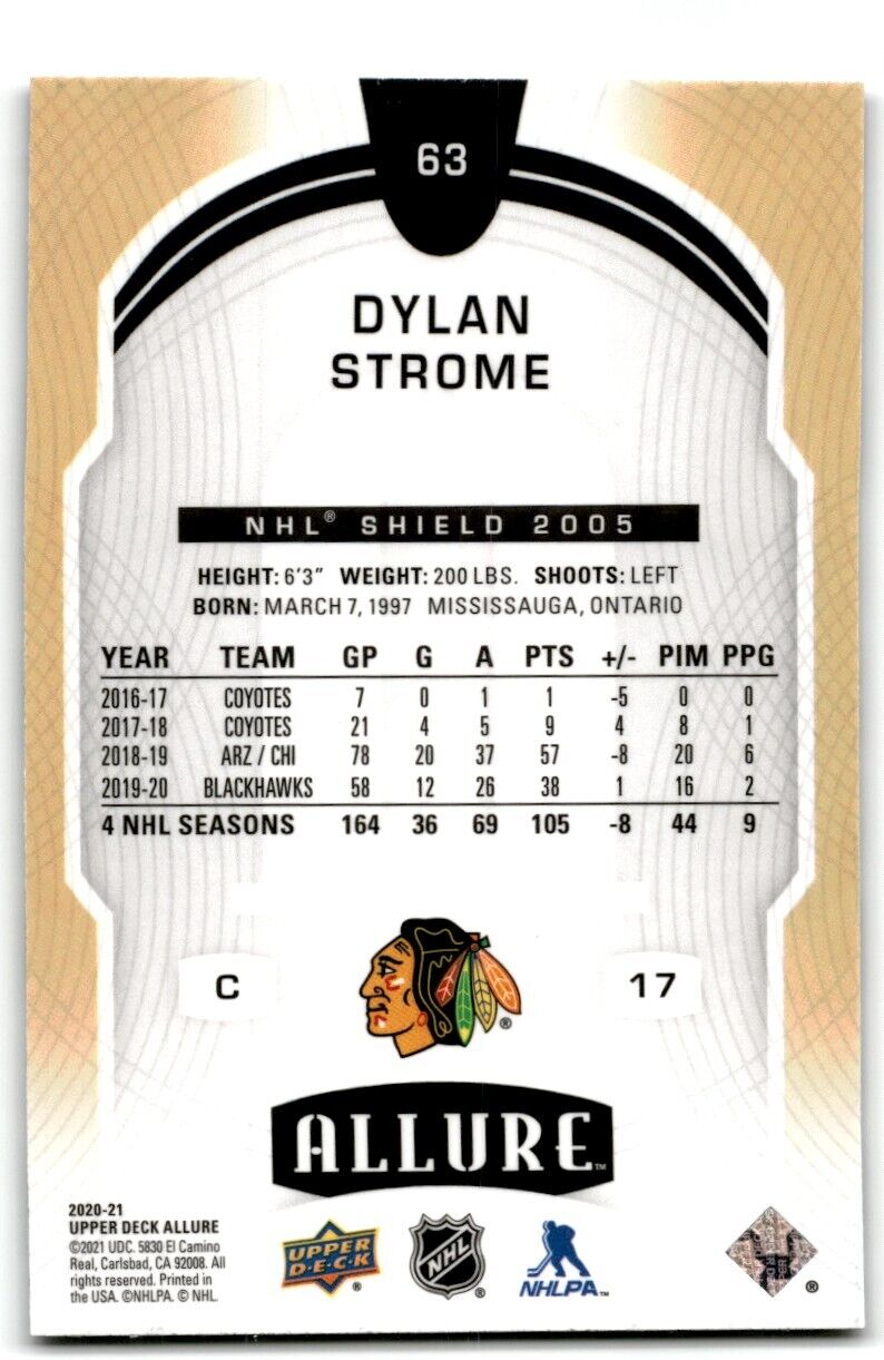 2021-22 Upper Deck Allure Dylan Strome Chicago Blackhawks #63