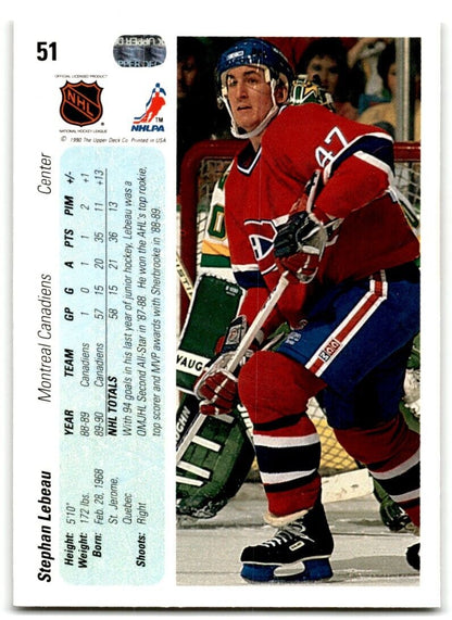 1990-91 Upper Deck Stephan Lebeau Rookie Montreal Canadiens #51