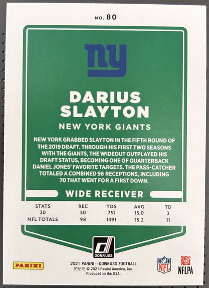 2021 Donruss Press Proof Blue Red Darius Slayton New York Giants #80 Parallel