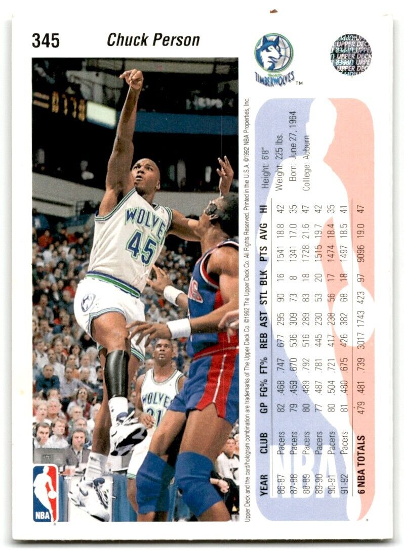 1992-93 Upper Deck Chuck Person Minnesota Timberwolves #345