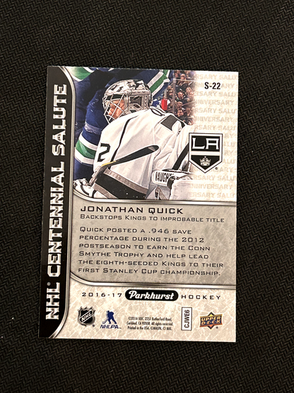 2016-17 Parkhurst NHL Centennial Salute #S22 Jonathan Quick - NM-MT