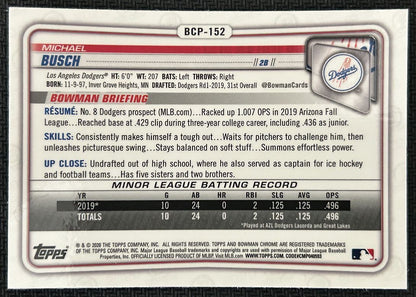 2020 Bowman Chrome Prospects Michael Busch Los Angeles Dodgers #BCP-152