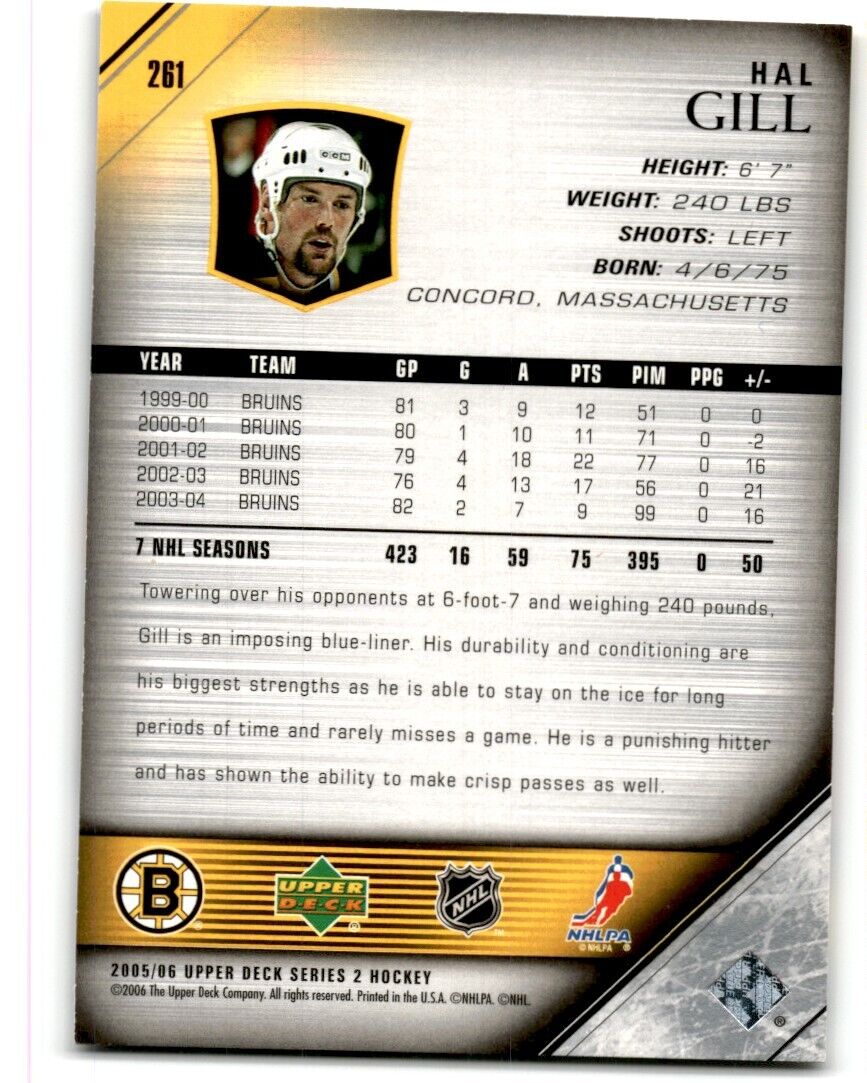 2005-06 Upper Deck Hal Gill Boston Bruins #261