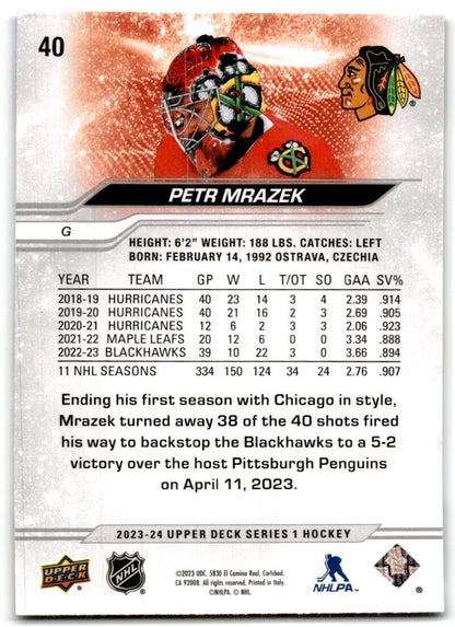 2023-24 Upper Deck Petr Mrazek Chicago Blackhawks #40