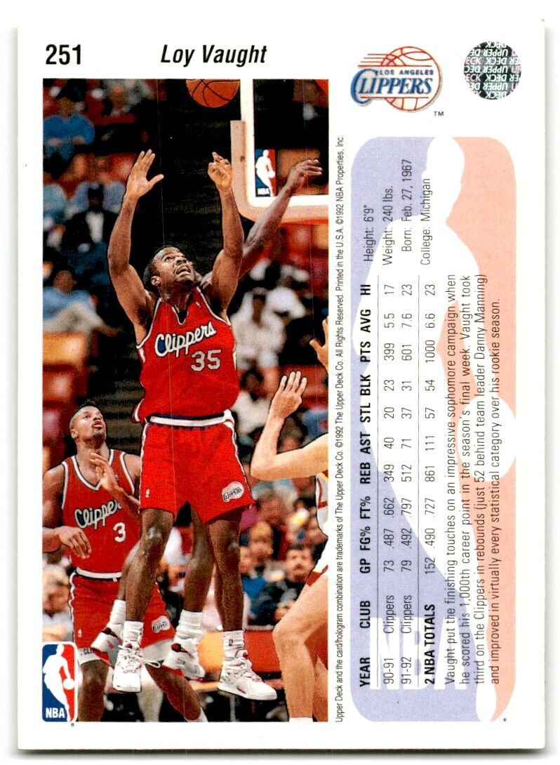 1992-93 Upper Deck European (Italian) Loy Vaught Los Angeles Clippers #185