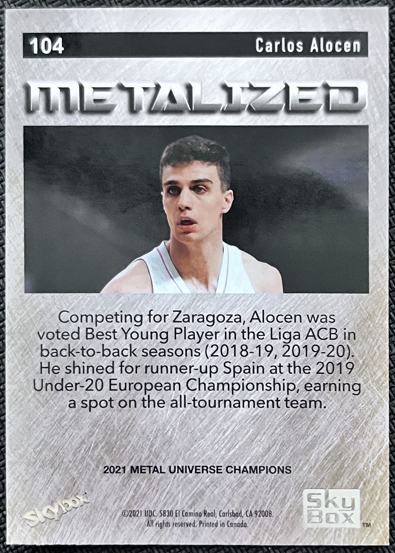 2021-22 Skybox Metal Universe Champion Carlos Alocen #104