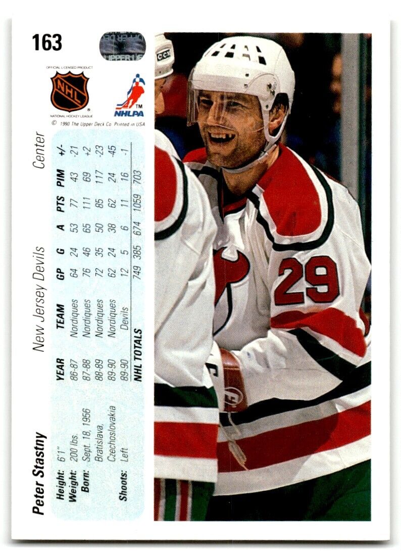 1990-91 Upper Deck Peter Stastny New Jersey Devils #163