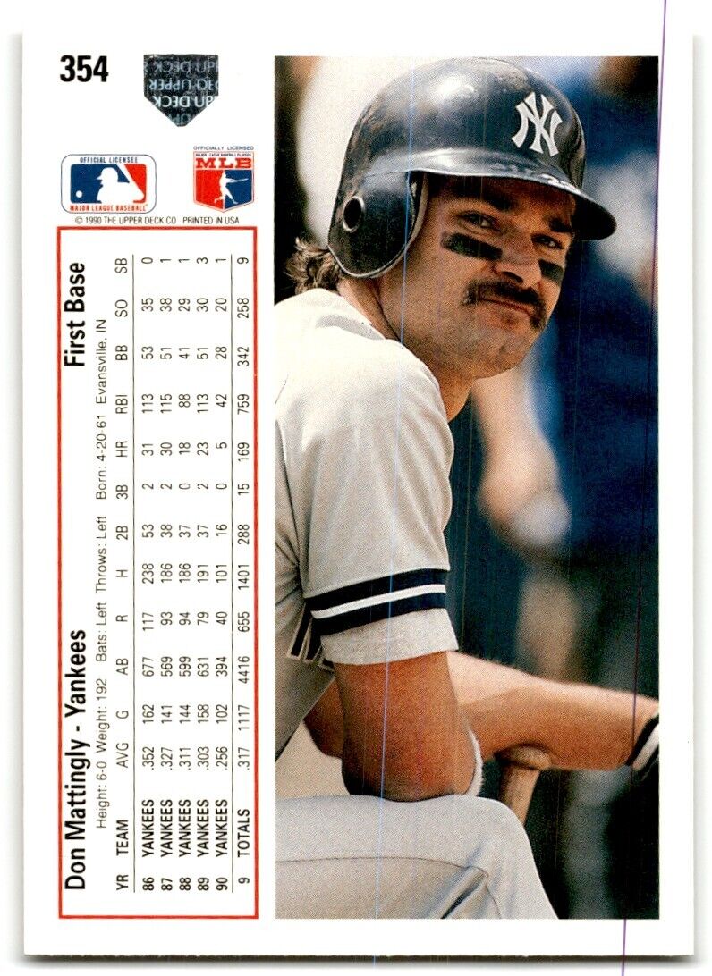 1991 Upper Deck Don Mattingly New York Yankees #354