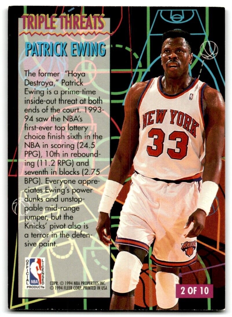 1994-95 Fleer Triple Threats Patrick Ewing New York Knicks #2