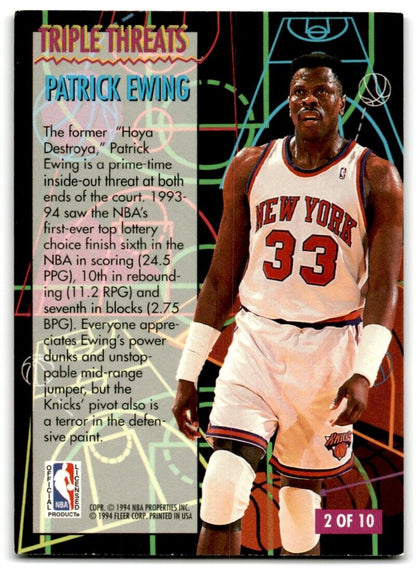 1994-95 Fleer Triple Threats Patrick Ewing New York Knicks #2