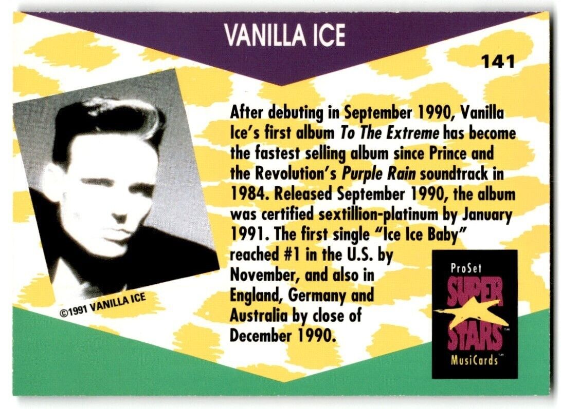 1991-92 ProSet Super Stars MusiCard Vanilla Ice #141