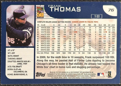 2001 Topps Opening Day Frank Thomas Chicago White Sox #76