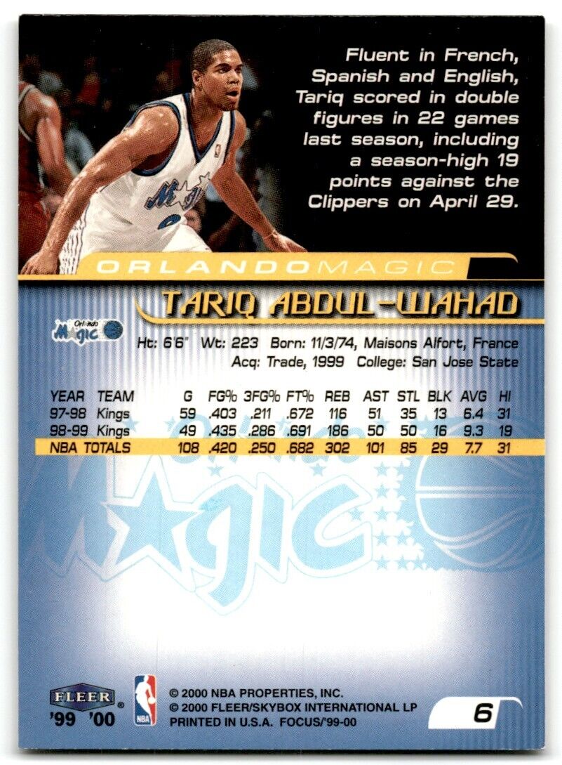 1999-00 Fleer Focus Masterpiece Mania Tariq Abdul-Wahad /300 Orlando Magic #6