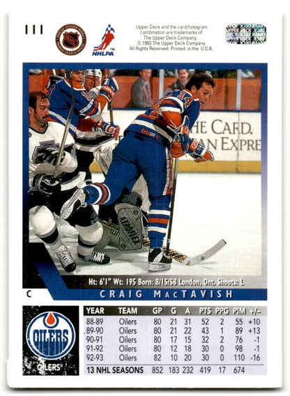 1993-94 Upper Deck Craig MacTavish Edmonton Oilers #111