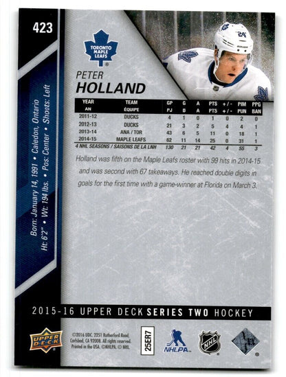 2015-16 Upper Deck Peter Holland Toronto Maple Leafs #423