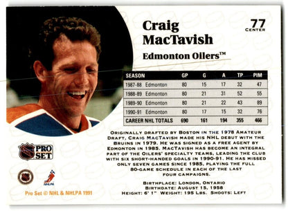 1991-92 Pro Set Craig MacTavish Edmonton Oilers #77