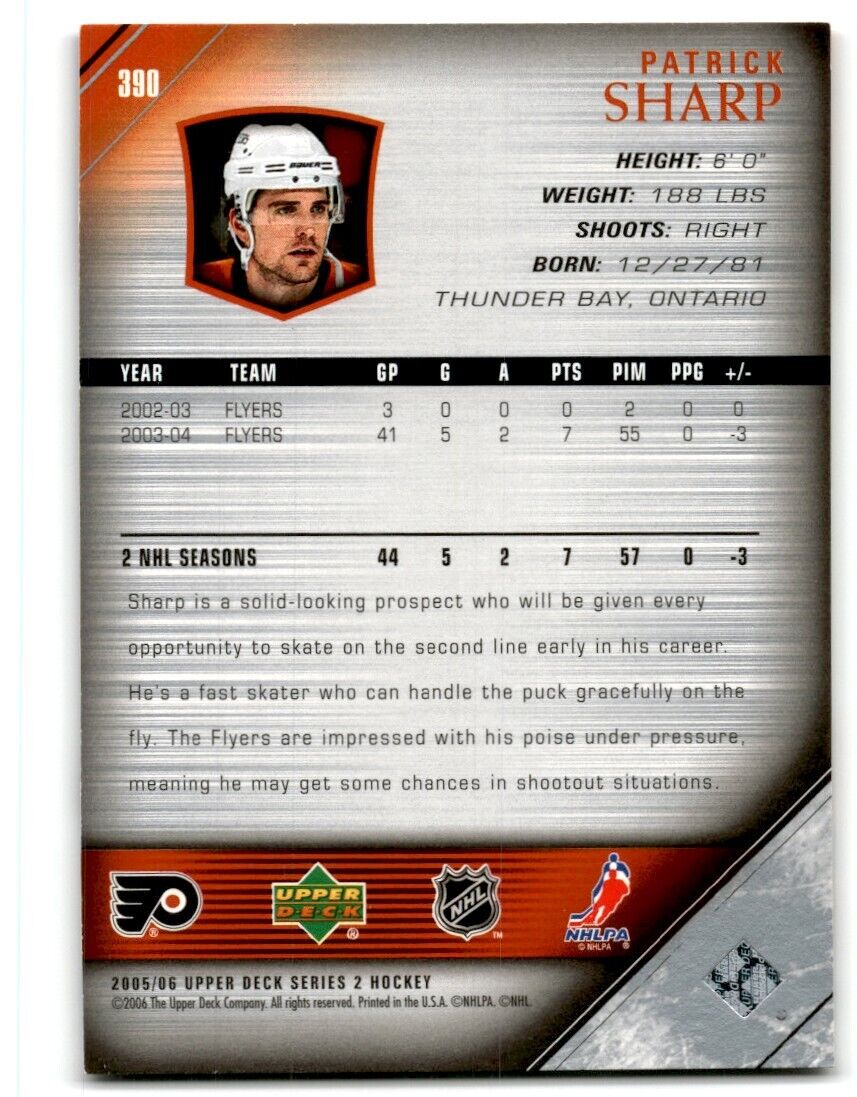 2005-06 Upper Deck Patrick Sharp Philadelphia Flyers #390