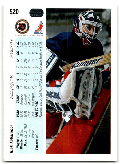 1990-91 Upper Deck Rick Tabaracci Rookie Winnipeg Jets #520